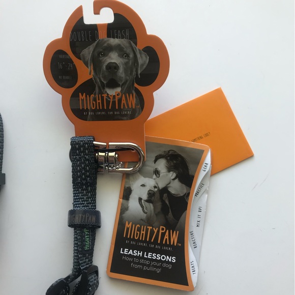 NWT 2 DOG LEASH by MIGHTY PAWS. Adjustable 16” to 24”. Handle not included. - Picture 2 of 6